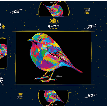 Darstellung des Puzzle Motivs Robin Pop Colors 100 Puzzle Schachtel 3D Modell