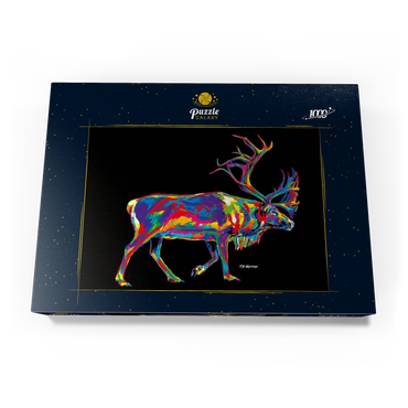 Darstellung des Puzzle Motivs Santa's Reindeer 1000 Puzzle Schachtel Ansicht3