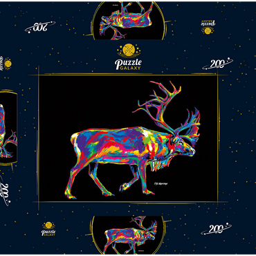 Darstellung des Puzzle Motivs Santa's Reindeer 200 Puzzle Schachtel 3D Modell