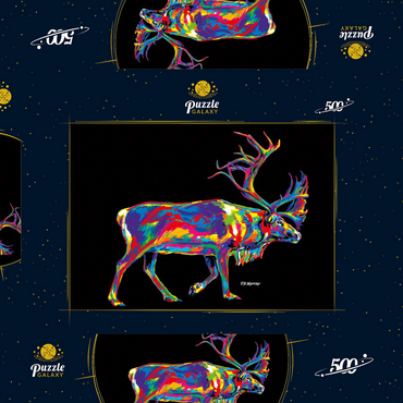 Darstellung des Puzzle Motivs Santa's Reindeer 500 Puzzle Schachtel 3D Modell