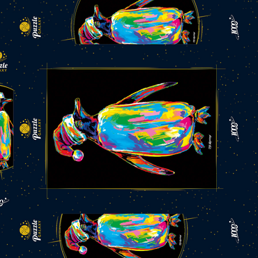 Darstellung des Puzzle Motivs Penguin with a Hat 1000 Puzzle Schachtel 3D Modell