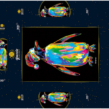 Darstellung des Puzzle Motivs Penguin with a Hat 200 Puzzle Schachtel 3D Modell