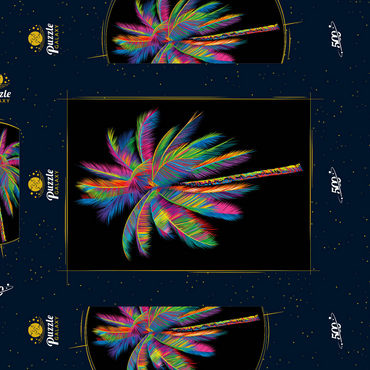 Darstellung des Puzzle Motivs Colorful Palm Tree 500 Puzzle Schachtel 3D Modell