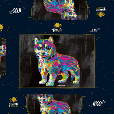 Darstellung des Puzzle Motivs Pop Colors Husky 1000 Puzzle Schachtel 3D Modell