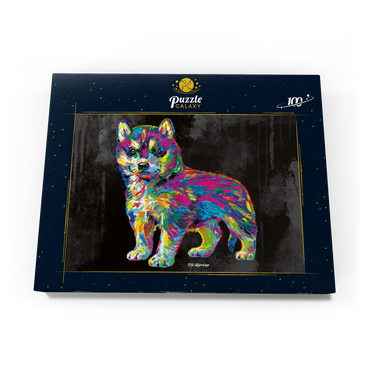 Darstellung des Puzzle Motivs Pop Colors Husky 100 Puzzle Schachtel Ansicht3