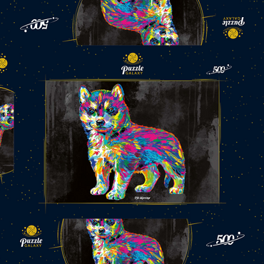 Darstellung des Puzzle Motivs Pop Colors Husky 500 Puzzle Schachtel 3D Modell