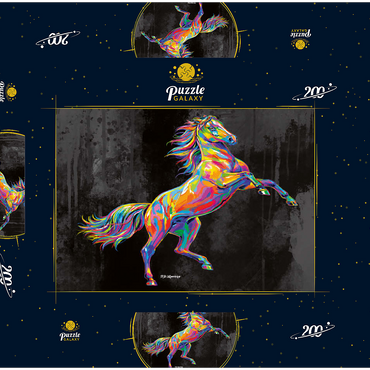 Darstellung des Puzzle Motivs Colorful Stallion 200 Puzzle Schachtel 3D Modell