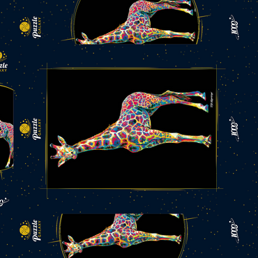 Darstellung des Puzzle Motivs Colorful Giraffe 1000 Puzzle Schachtel 3D Modell