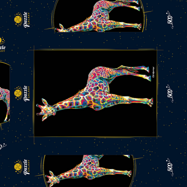 Darstellung des Puzzle Motivs Colorful Giraffe 500 Puzzle Schachtel 3D Modell