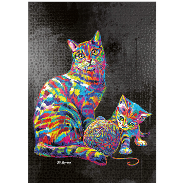 Darstellung des Puzzle Motivs puzzleplate Kitty Family 1000 Puzzle