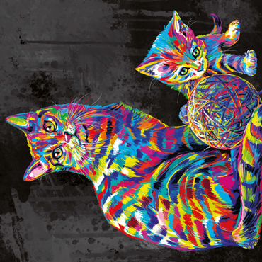 Darstellung des Puzzle Motivs Kitty Family 1000 Puzzle 3D Modell