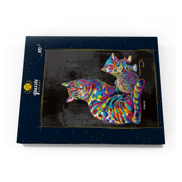 Darstellung des Puzzle Motivs Kitty Family 100 Puzzle Schachtel Ansicht3