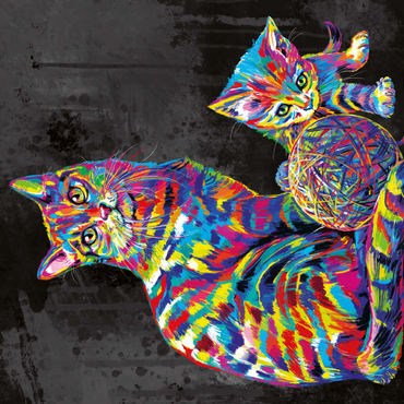 Darstellung des Puzzle Motivs Kitty Family 200 Puzzle 3D Modell