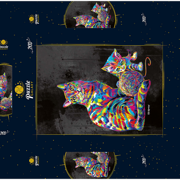 Darstellung des Puzzle Motivs Kitty Family 200 Puzzle Schachtel 3D Modell