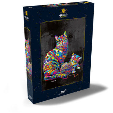 Darstellung des Puzzle Motivs Kitty Family 500 Puzzle Schachtel Ansicht2