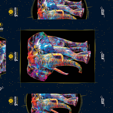 Darstellung des Puzzle Motivs Elephant Pop Colors 1000 Puzzle Schachtel 3D Modell