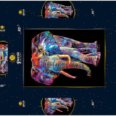 Darstellung des Puzzle Motivs Elephant Pop Colors 100 Puzzle Schachtel 3D Modell