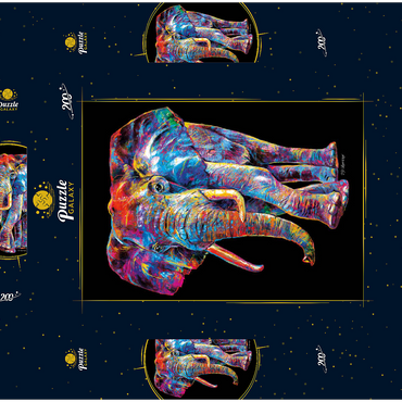 Darstellung des Puzzle Motivs Elephant Pop Colors 200 Puzzle Schachtel 3D Modell