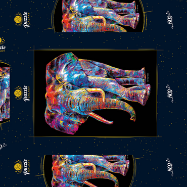 Darstellung des Puzzle Motivs Elephant Pop Colors 500 Puzzle Schachtel 3D Modell