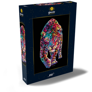 Darstellung des Puzzle Motivs Curious Tiger 1000 Puzzle Schachtel Ansicht2