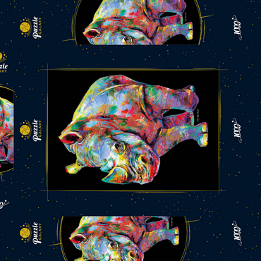 Darstellung des Puzzle Motivs Hippo Love 1000 Puzzle Schachtel 3D Modell