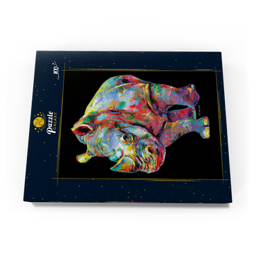 Darstellung des Puzzle Motivs Hippo Love 100 Puzzle Schachtel Ansicht3