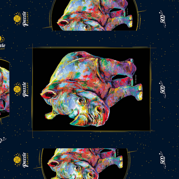 Darstellung des Puzzle Motivs Hippo Love 500 Puzzle Schachtel 3D Modell