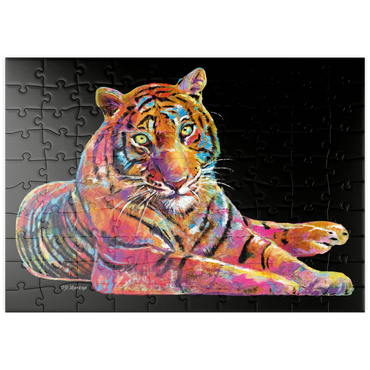 Darstellung des Puzzle Motivs puzzleplate Laying Tiger 100 Puzzle