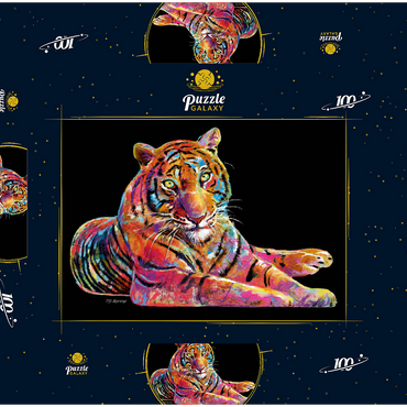 Darstellung des Puzzle Motivs Laying Tiger 100 Puzzle Schachtel 3D Modell