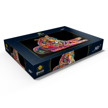 Darstellung des Puzzle Motivs Laying Tiger 500 Puzzle Schachtel Ansicht1