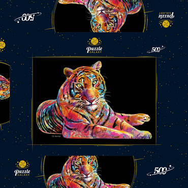 Darstellung des Puzzle Motivs Laying Tiger 500 Puzzle Schachtel 3D Modell