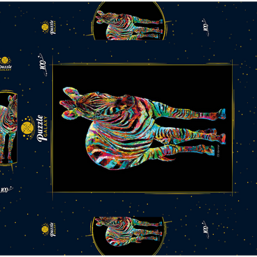 Darstellung des Puzzle Motivs Colorful Zebra 100 Puzzle Schachtel 3D Modell