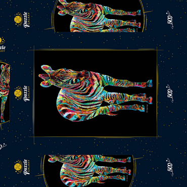 Darstellung des Puzzle Motivs Colorful Zebra 500 Puzzle Schachtel 3D Modell