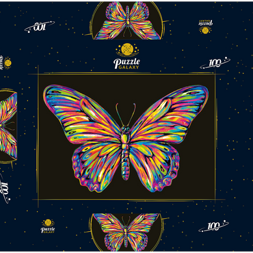 Darstellung des Puzzle Motivs Colorful Butterfly 100 Puzzle Schachtel 3D Modell