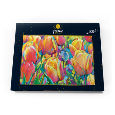 Darstellung des Puzzle Motivs Colorful Tulips 100 Puzzle Schachtel Ansicht3