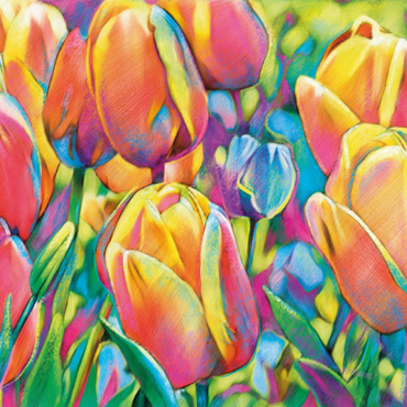 Darstellung des Puzzle Motivs Colorful Tulips 200 Puzzle 3D Modell