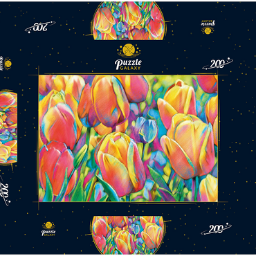 Darstellung des Puzzle Motivs Colorful Tulips 200 Puzzle Schachtel 3D Modell