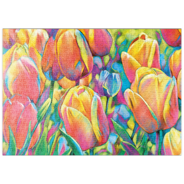 Darstellung des Puzzle Motivs puzzleplate Colorful Tulips 500 Puzzle