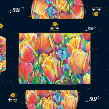 Darstellung des Puzzle Motivs Colorful Tulips 500 Puzzle Schachtel 3D Modell