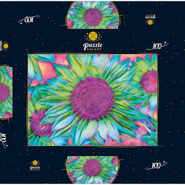 Darstellung des Puzzle Motivs Sunflower 100 Puzzle Schachtel 3D Modell