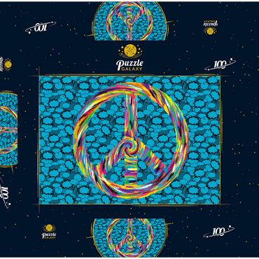 Darstellung des Puzzle Motivs Peace and Love 100 Puzzle Schachtel 3D Modell