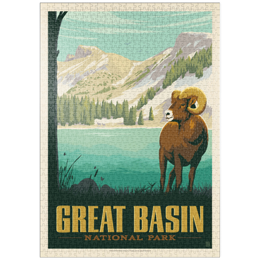 Darstellung des Puzzle Motivs puzzleplate Great Basin National Park: Bighorn Sheep, Vintage Poster 1000 Puzzle