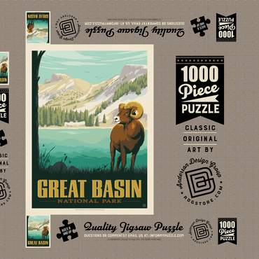 Darstellung des Puzzle Motivs Great Basin National Park: Bighorn Sheep, Vintage Poster 1000 Puzzle Schachtel 3D Modell