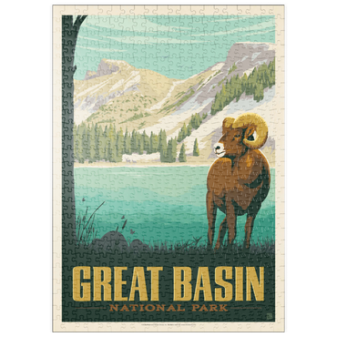 Darstellung des Puzzle Motivs puzzleplate Great Basin National Park: Bighorn Sheep, Vintage Poster 500 Puzzle