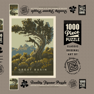 Darstellung des Puzzle Motivs Great Basin National Park: Cat Nap, Vintage Poster 1000 Puzzle Schachtel 3D Modell