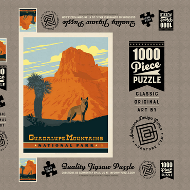 Darstellung des Puzzle Motivs Guadalupe Mountains National Park, TX, Vintage Poster 1000 Puzzle Schachtel 3D Modell