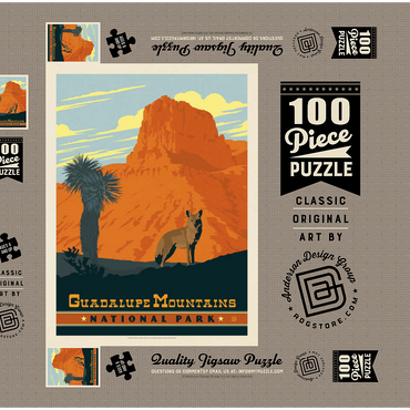 Darstellung des Puzzle Motivs Guadalupe Mountains National Park, TX, Vintage Poster 100 Puzzle Schachtel 3D Modell