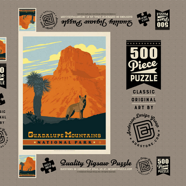 Darstellung des Puzzle Motivs Guadalupe Mountains National Park, TX, Vintage Poster 500 Puzzle Schachtel 3D Modell
