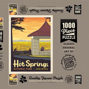 Darstellung des Puzzle Motivs Hot Springs National Park: Overlook, Vintage Poster 1000 Puzzle Schachtel 3D Modell