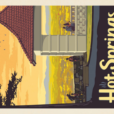 Darstellung des Puzzle Motivs Hot Springs National Park: Overlook, Vintage Poster 100 Puzzle 3D Modell